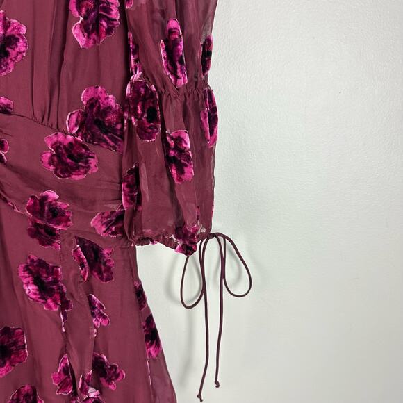 For Love & Lemons Sophie Velvet Floral Mini Dress XS Extra Small READ - Picture 8 of 14